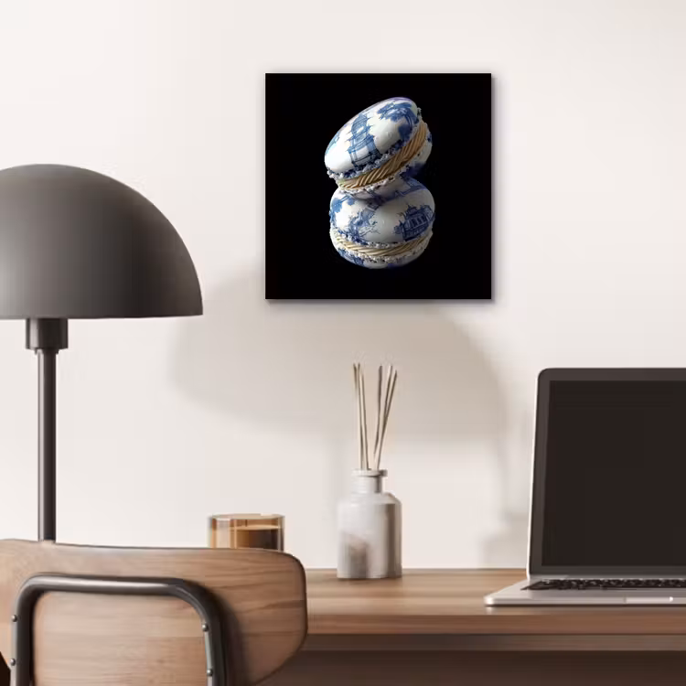 Aluminium schilderij - Eten - Macarons - Delfts blauw - Koekjes — 6