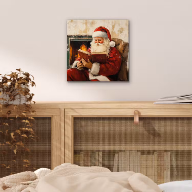 Aluminium schilderij - Kerst - Kerstman - Winter - Open Haard — 4