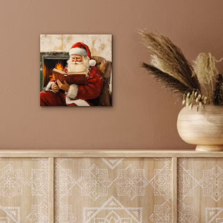 Aluminium schilderij - Kerst - Kerstman - Winter - Open Haard — 5