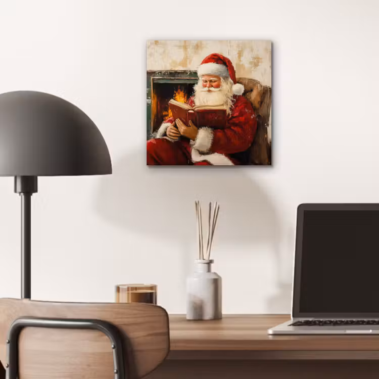 Aluminium schilderij - Kerst - Kerstman - Winter - Open Haard — 6