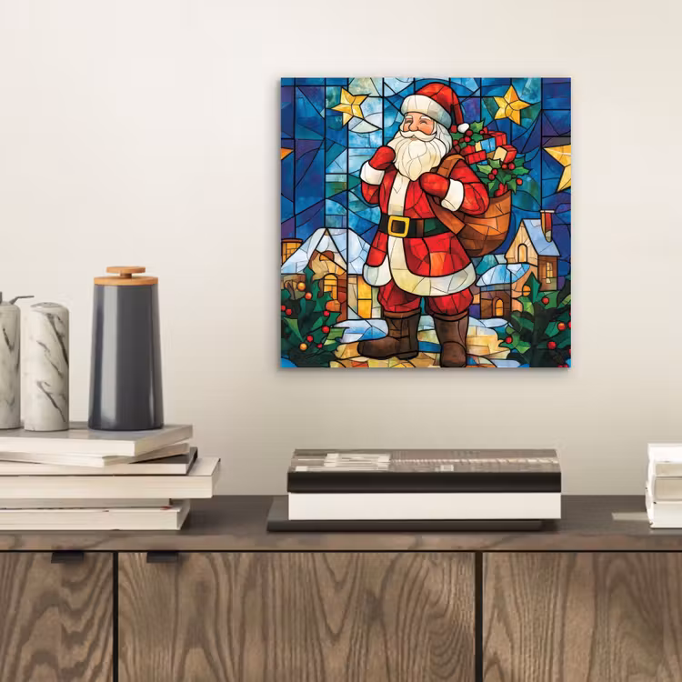 Aluminium schilderij - Kerstman - Glas - Kleurrijk — 2
