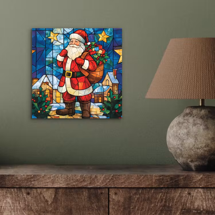 Aluminium schilderij - Kerstman - Glas - Kleurrijk — 3