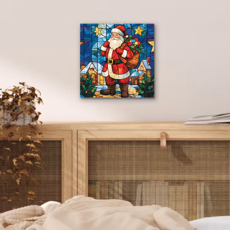 Aluminium schilderij - Kerstman - Glas - Kleurrijk — 4