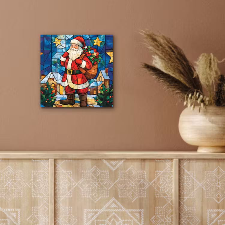 Aluminium schilderij - Kerstman - Glas - Kleurrijk — 5