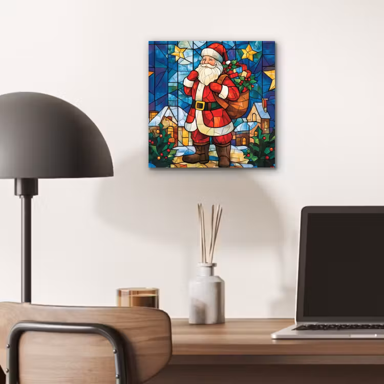 Aluminium schilderij - Kerstman - Glas - Kleurrijk — 6