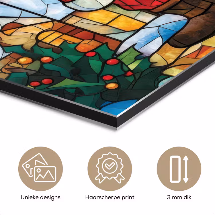 Aluminium schilderij - Kerstman - Glas - Kleurrijk — 7