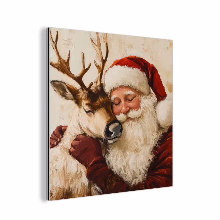 Aluminium schilderij - Kerstman - Rendier - Kerst - Christmas — 1