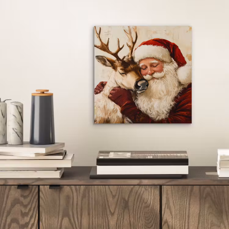 Aluminium schilderij - Kerstman - Rendier - Kerst - Christmas — 2
