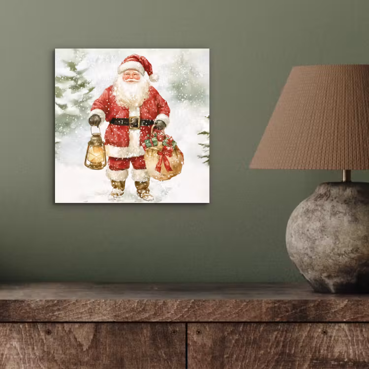 Aluminium schilderij - Kerstman- Winter - Sneeuw - Wit - Rood — 3