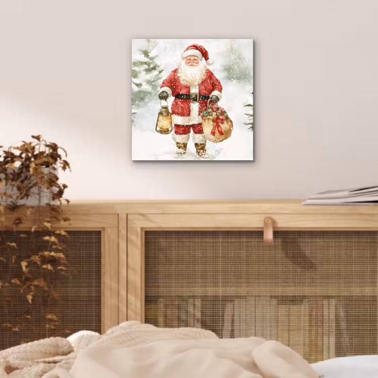 Aluminium schilderij - Kerstman- Winter - Sneeuw - Wit - Rood — 4