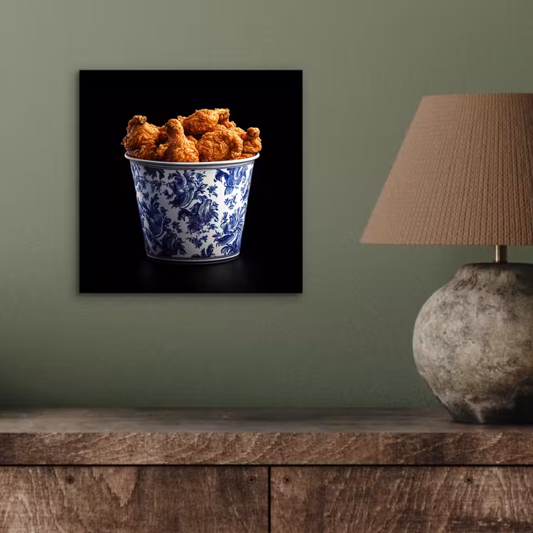 Aluminium schilderij - Kip - Bucket - Delfts blauw - Lekker — 3