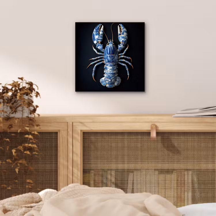 Aluminium schilderij - Kreeft - Delftsblauw - Schild - Stoer — 4