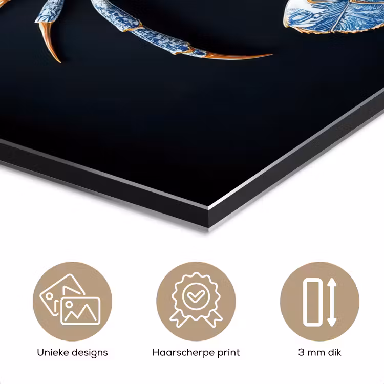 Aluminium schilderij - Kreeft - Delftsblauw - Schild - Stoer — 7