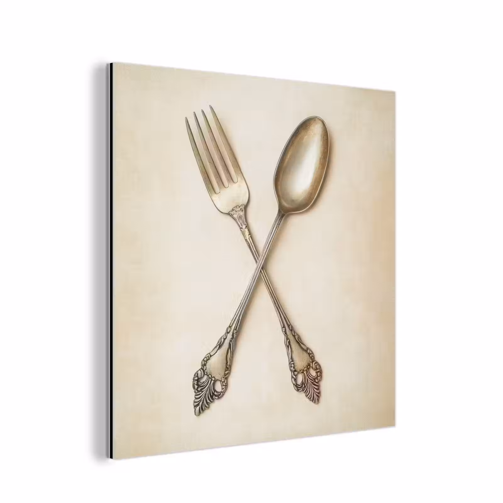 Aluminium schilderij - Beige - Vintage - Bestek — 1