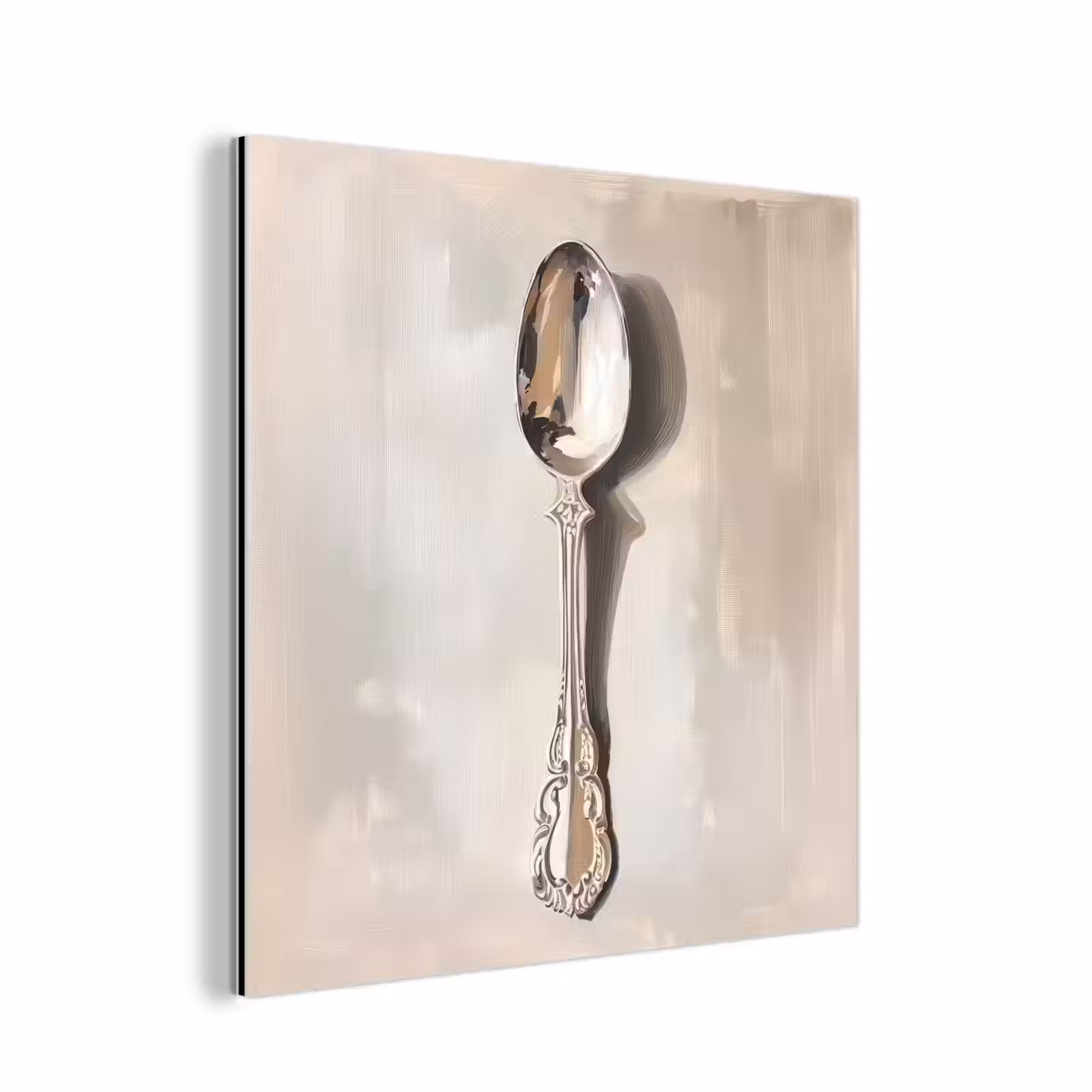 Aluminium schilderij - Lepel - Verf - Zilver — 1