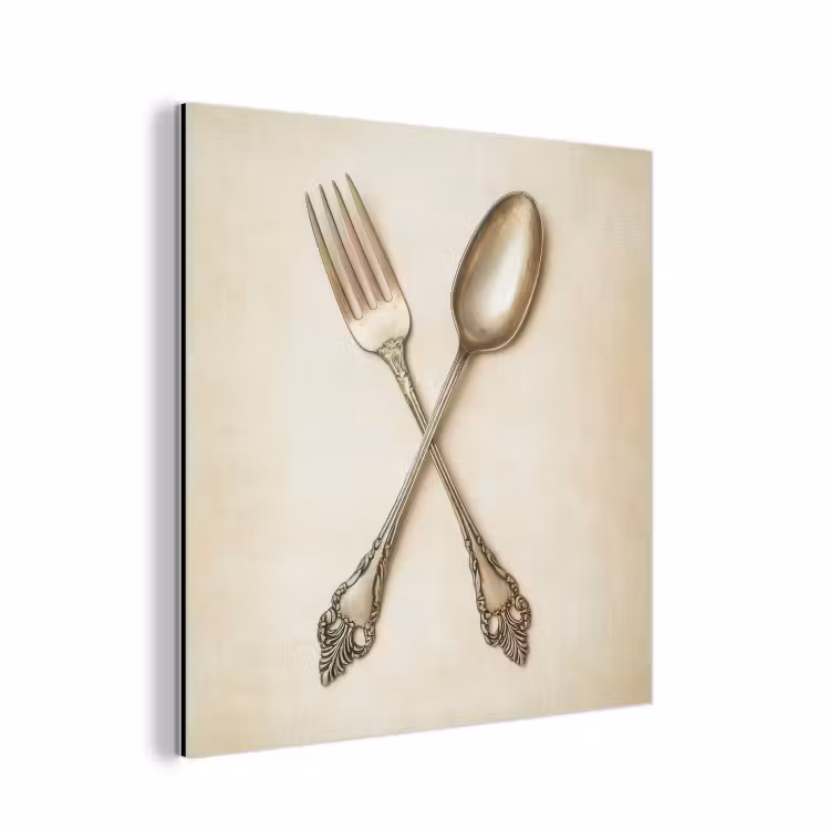 Aluminium schilderij - Beige - Vintage - Bestek — 1