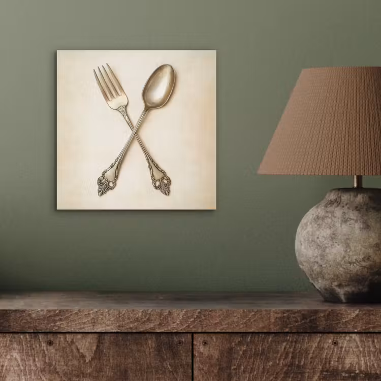 Aluminium schilderij - Beige - Vintage - Bestek — 3