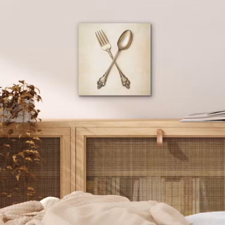 Aluminium schilderij - Beige - Vintage - Bestek — 4