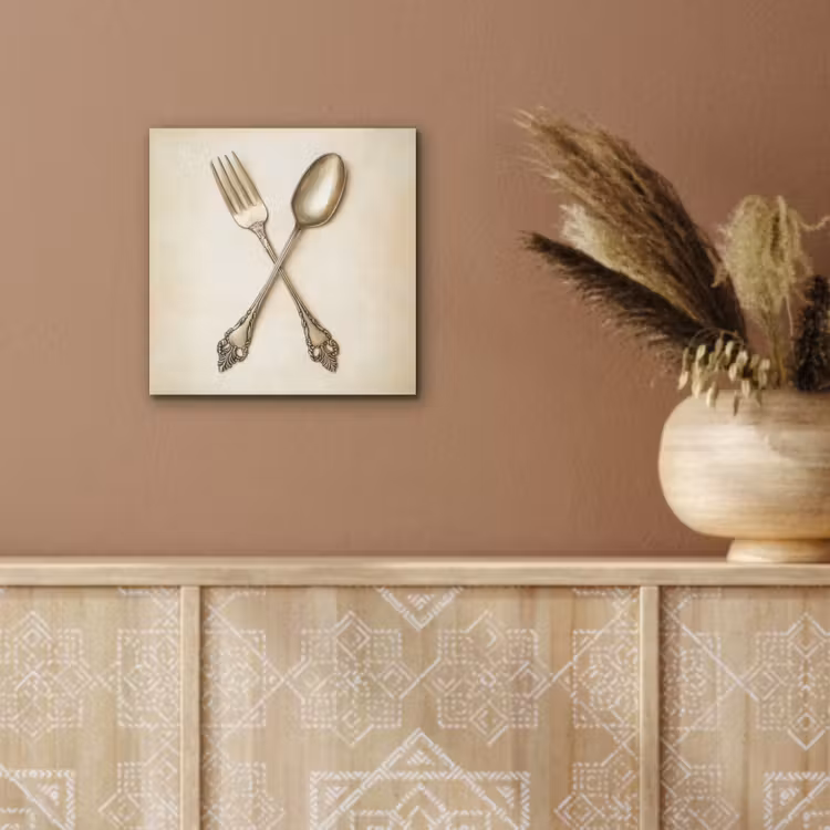 Aluminium schilderij - Beige - Vintage - Bestek — 5