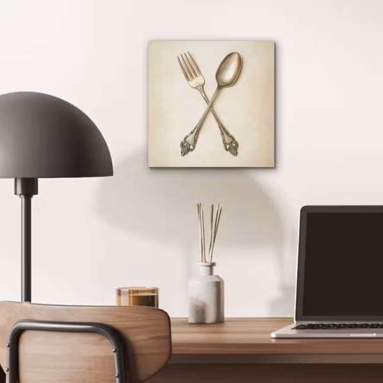 Aluminium schilderij - Beige - Vintage - Bestek — 6