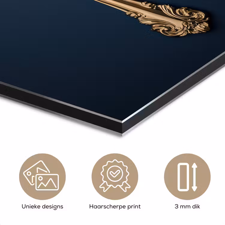 Aluminium schilderij - Bestek - Donkerblauw - Goud — 7