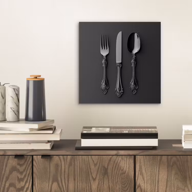 Aluminium schilderij - Bestek - Zwart — 2