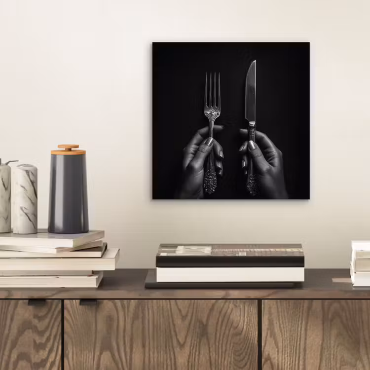 Aluminium schilderij - Bestek - Zwart - Wit — 2