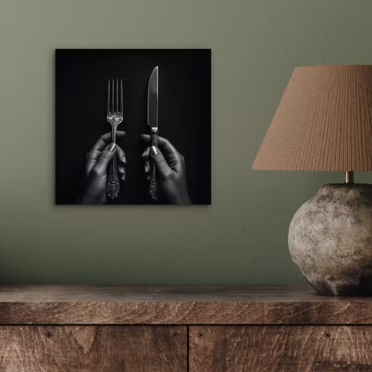 Aluminium schilderij - Bestek - Zwart - Wit — 3