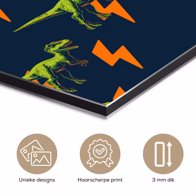 Aluminium schilderij - Bliksemschichten - Oranje - Dinosaurussen — 7