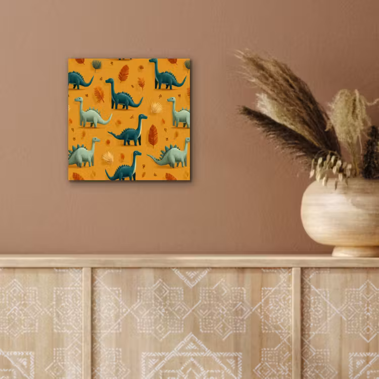 Aluminium schilderij - Dinosaurussen - Stekels - Herfstbladeren - Bruin — 5