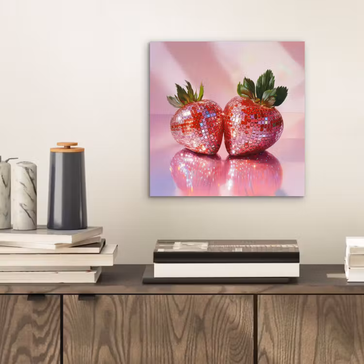 Aluminium schilderij - Disco - Fruit - Glitter - Strawberry — 2