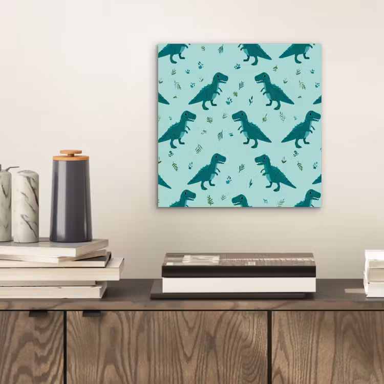 Aluminium schilderij - Donkergroen - Dinosaurussen - Afdrukken - Bladeren — 2