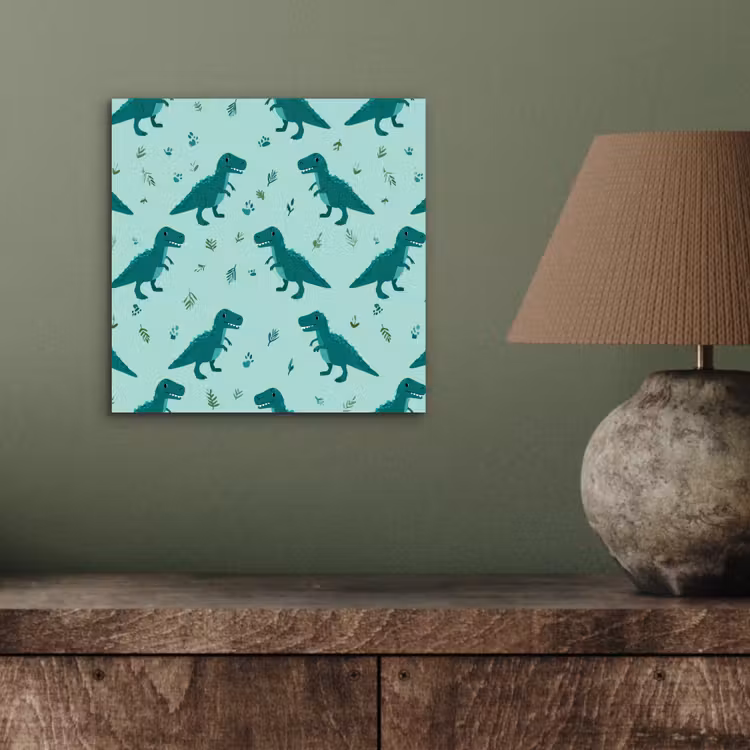 Aluminium schilderij - Donkergroen - Dinosaurussen - Afdrukken - Bladeren — 3