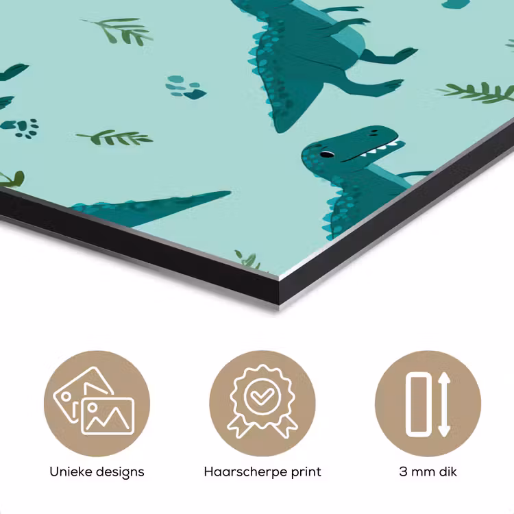 Aluminium schilderij - Donkergroen - Dinosaurussen - Afdrukken - Bladeren — 7