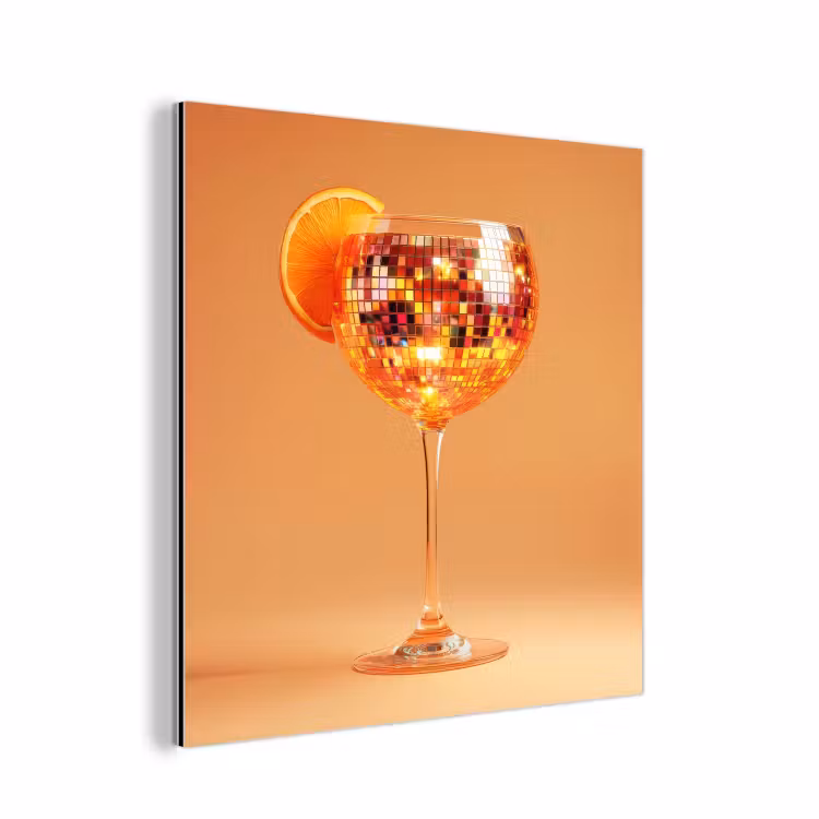 Aluminium schilderij - Drank - Oranje - Glitter - Disco — 1