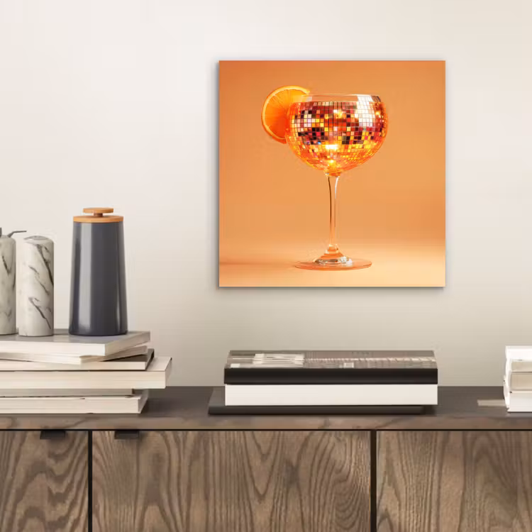 Aluminium schilderij - Drank - Oranje - Glitter - Disco — 2