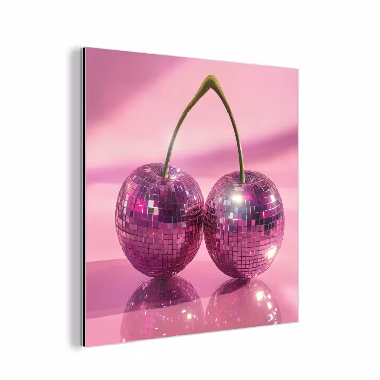 Aluminium schilderij - Glitter - Discobol - Roze - Kersen — 1