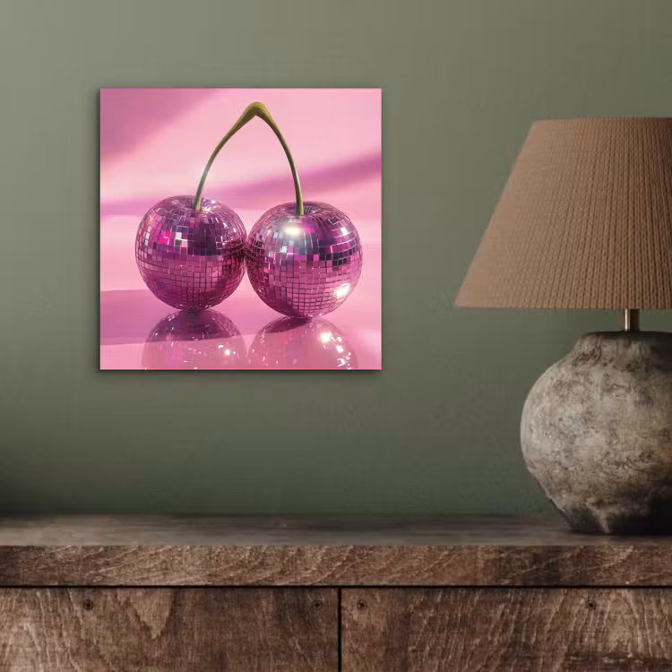 Aluminium schilderij - Glitter - Discobol - Roze - Kersen — 3