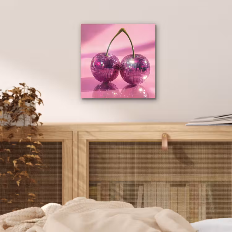 Aluminium schilderij - Glitter - Discobol - Roze - Kersen — 4