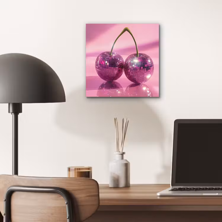Aluminium schilderij - Glitter - Discobol - Roze - Kersen — 6