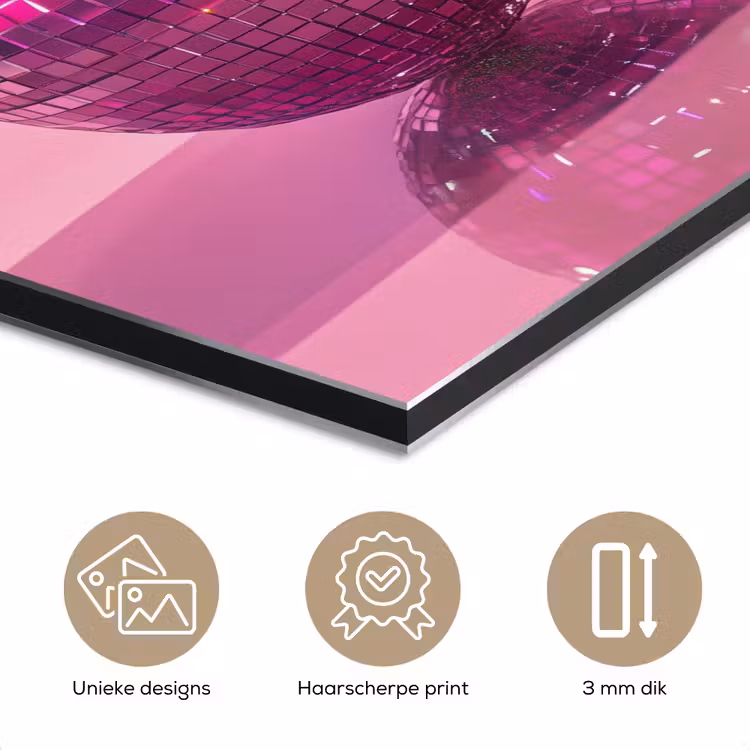 Aluminium schilderij - Glitter - Discobol - Roze - Kersen — 7