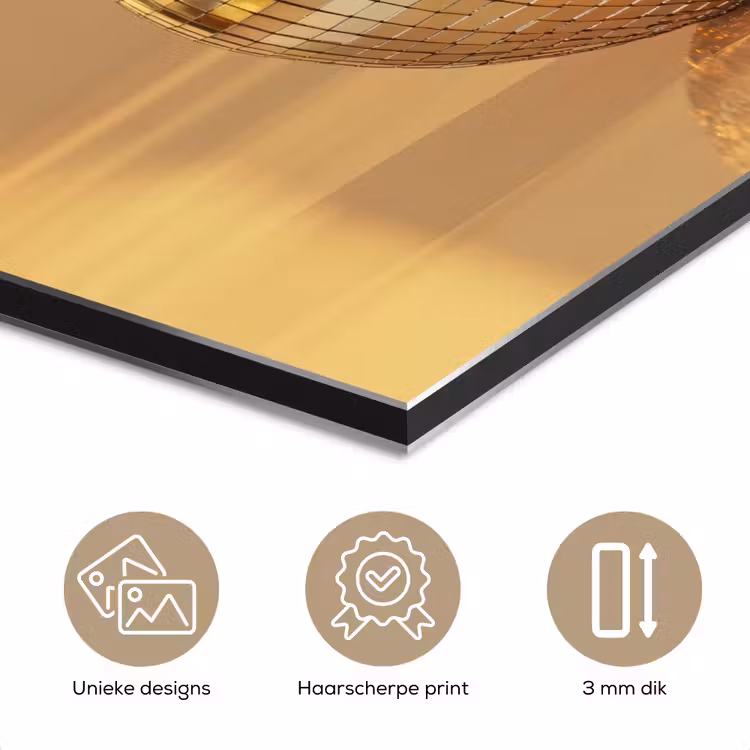 Aluminium schilderij - Goud - Disco - Glitter - Peer — 7