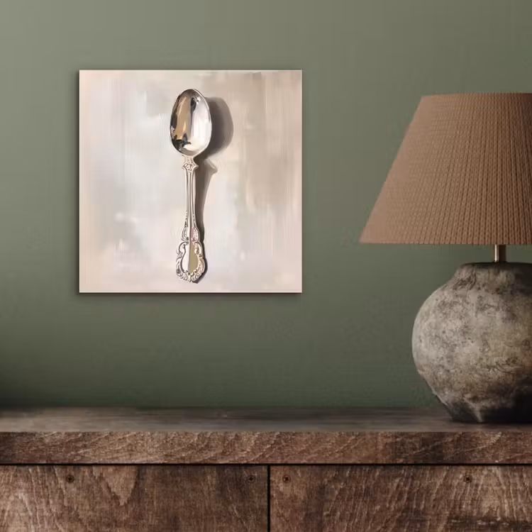 Aluminium schilderij - Lepel - Verf - Zilver — 3