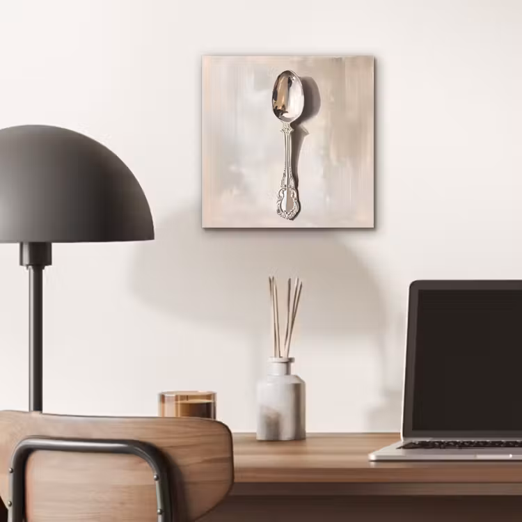 Aluminium schilderij - Lepel - Verf - Zilver — 6