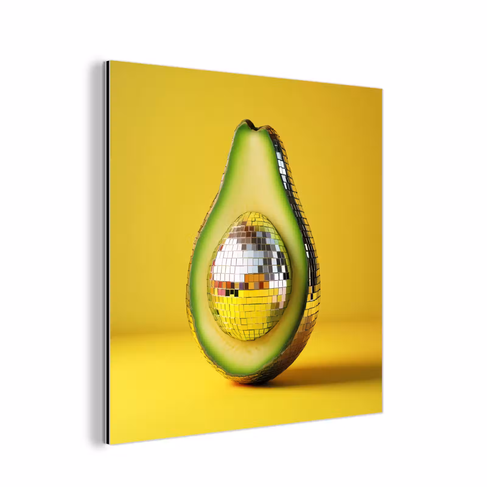 Aluminium schilderij - Avocado - Discobal - Geel - Glitter — 1
