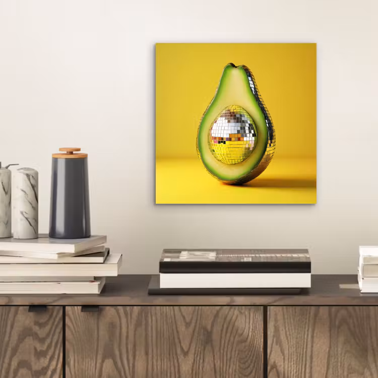 Aluminium schilderij - Avocado - Discobal - Geel - Glitter — 2