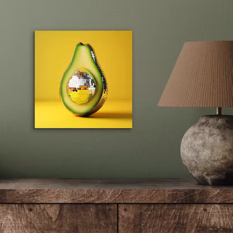 Aluminium schilderij - Avocado - Discobal - Geel - Glitter — 3