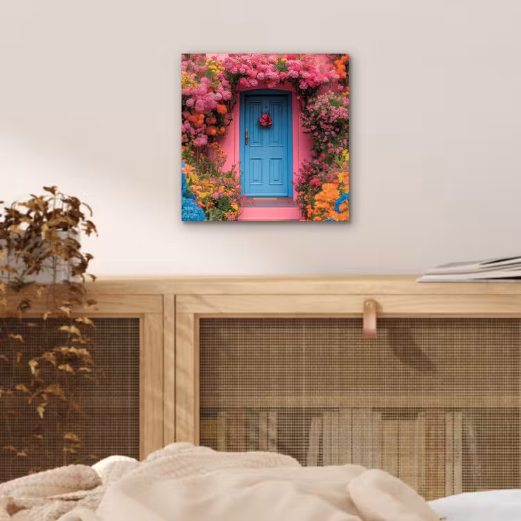 Aluminium schilderij - Bloemen - Deur - Roze — 4