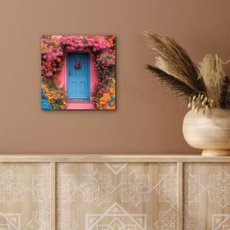 Aluminium schilderij - Bloemen - Deur - Roze — 5