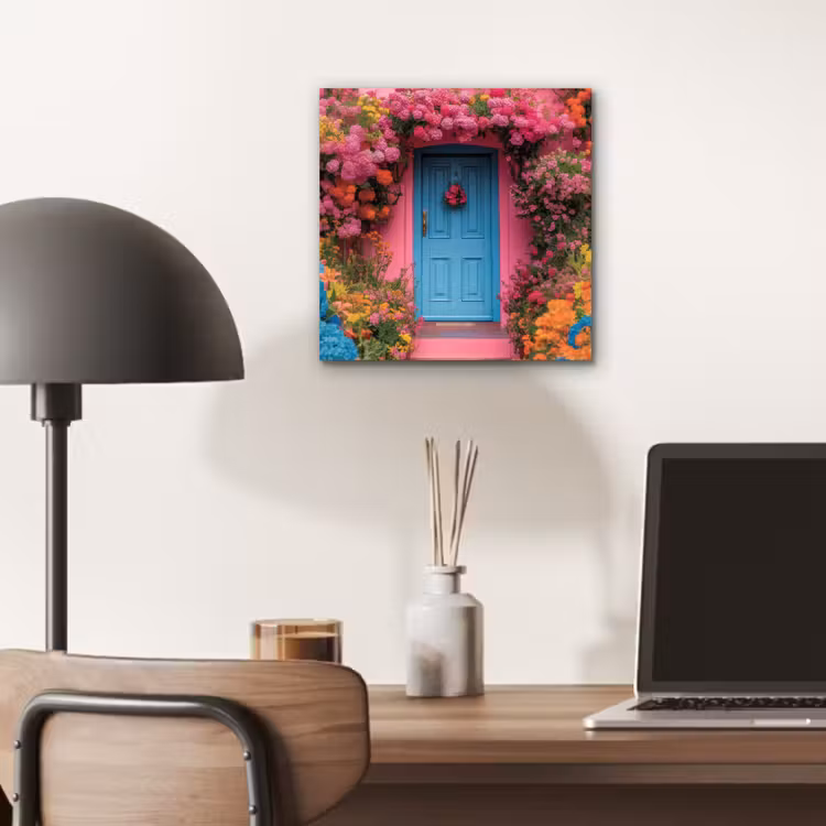 Aluminium schilderij - Bloemen - Deur - Roze — 6